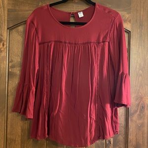 Maroon Bell Sleeved Blouse